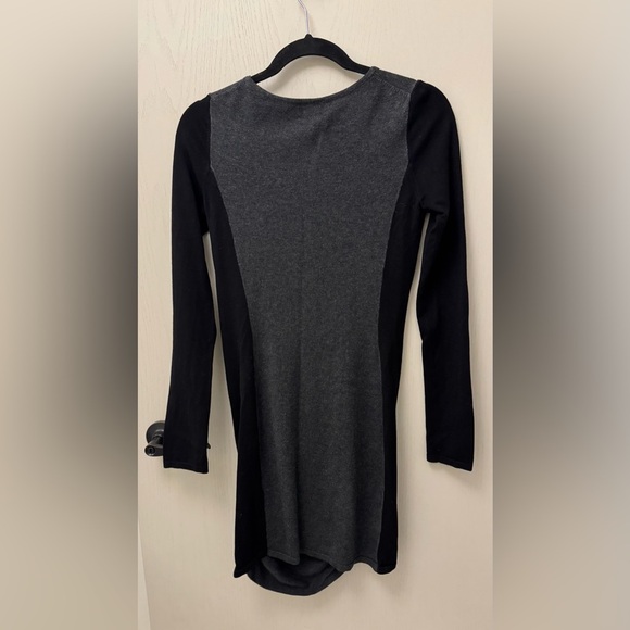 Express Ruched Mini Sweater Dress Black and Gray Long Sleeve Dress Size M - Picture 5 of 8